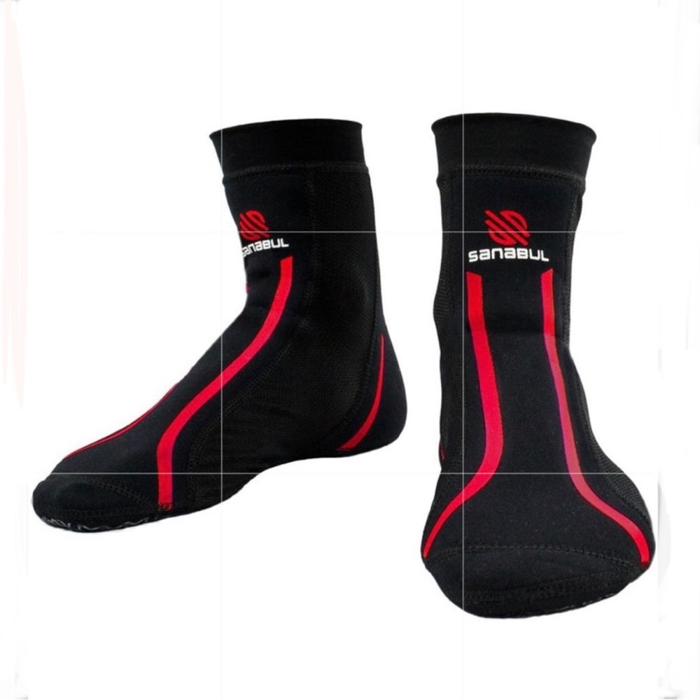 Sanabul Sport Foot Grips for MMA, Kickboxing, Wrestling, Yoga Black Red Size XS
